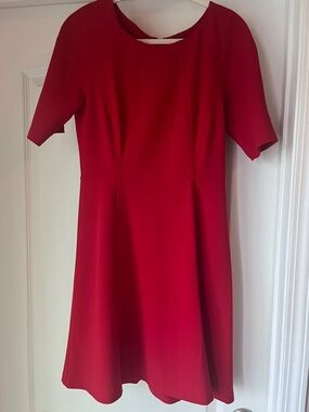 Liz Claiborne Red Short-Sleeve A-Line Dress